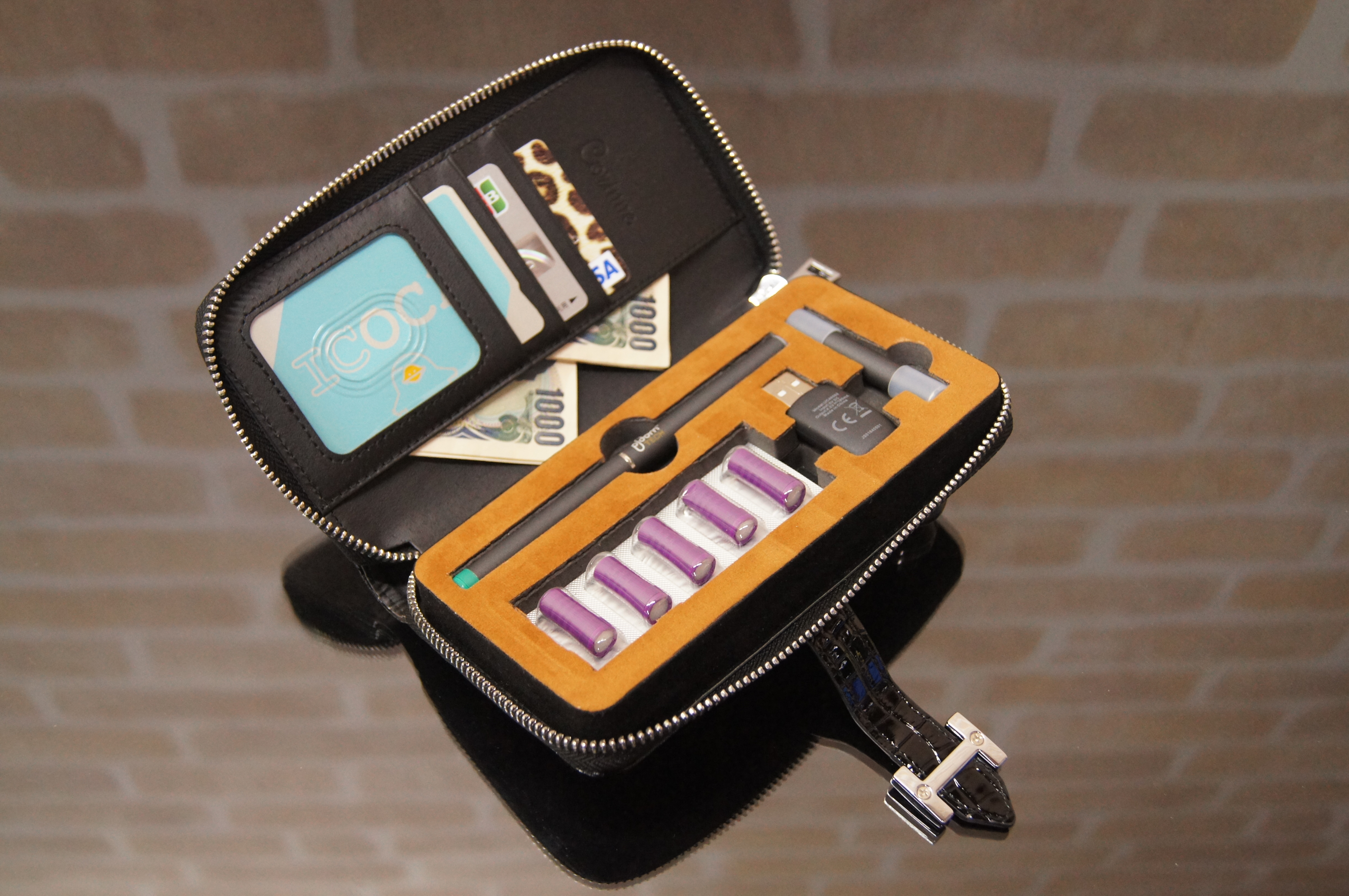 ploom tech(プルームテック)ケースl★クロコダイル调ブラック-染本